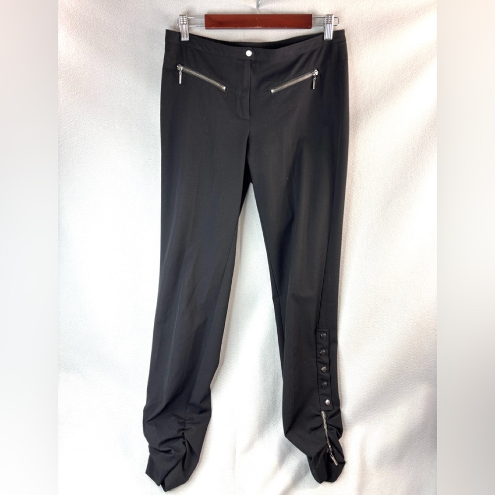 Bisou Bisou 6 Zip Snap Detailed Black Track Joggers Pants